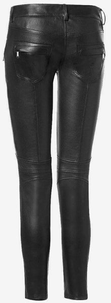 Skinny Stylish Black Pant Women's Leather Pants Genuine Cowhide - Luxurena Leather