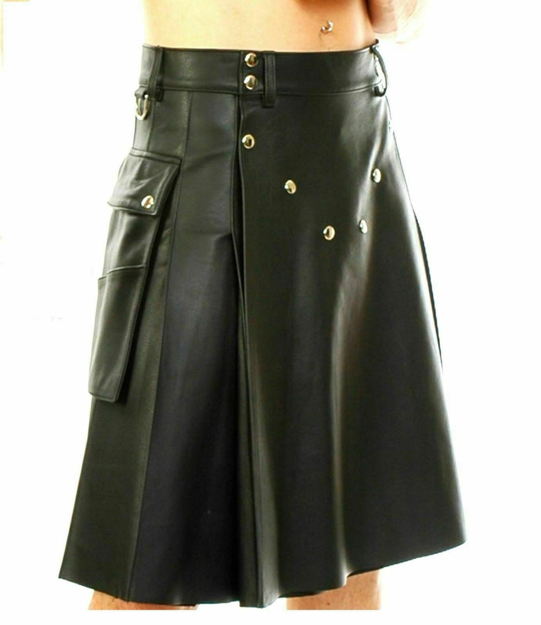 Gladiator Pleated Kilt Men's Cowhide Genuine Leather - Luxurena Leather