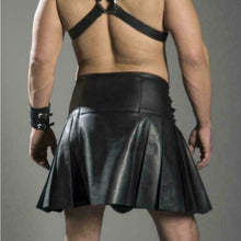 Gladiator Skirt Kilt Front Buckle Flared Raw Edge Lined New Genuine Leather Man - Luxurena Leather