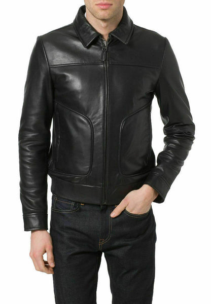 Men's Rider Biker Jacket Real Leather Soft Retro Jacket