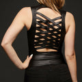 Real Leather Laceup Corset Vest - Luxurena Leather