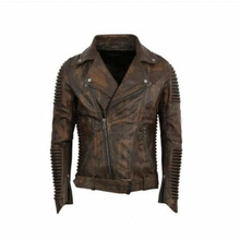 Men’s Genuine Leather Distressed Brown Vintage Look Handmade Mens Biker Jacket - Luxurena Leather