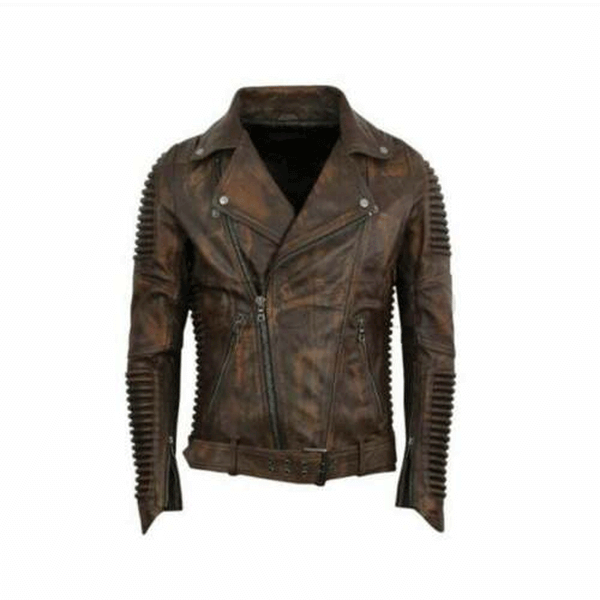 Men’s Genuine Leather Distressed Brown Vintage Look Handmade Mens Biker Jacket