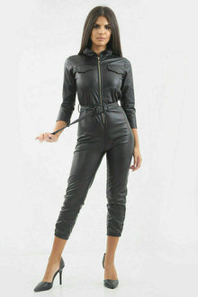 Womens Real Leather one piece New Jumpsuit Catsuit party wear stylish look dress - Luxurena Leather