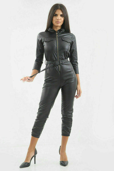Womens Real Leather one piece New Jumpsuit Catsuit party wear stylish look dress