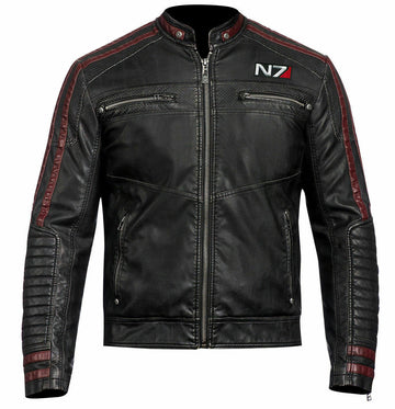 MASS EFFECT 3 - MOTORCYCLE REAL LEATHER BIKER JACKET - Luxurena Leather