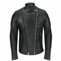 Slim fit Motorcycle Men's Rider Genuine Leather Biker Jacket - Luxurena Leather