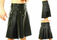 Gladiator Pleated Kilt Men's Cowhide Genuine Leather - Luxurena Leather