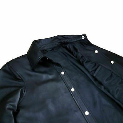 Police Uniform Collared Shirt Genuine Soft Real Leather - Luxurena Leather