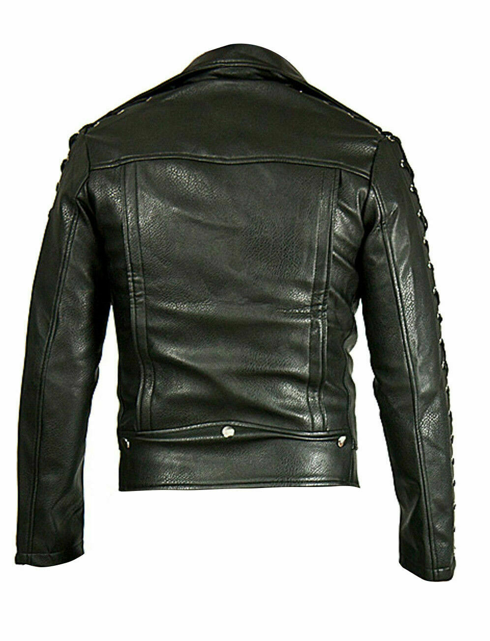 Men's Real Leather Bikers Laces Up Jacket Cowhide Leather Bikers Jacket Black - Luxurena Leather