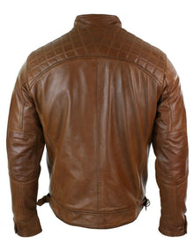 Retro Style Zipped Biker Men's Real Leather Soft Brown Casual Jacket - Luxurena Leather