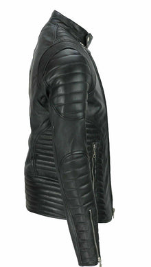 Slim fit Motorcycle Men's Rider Genuine Leather Biker Jacket - Luxurena Leather