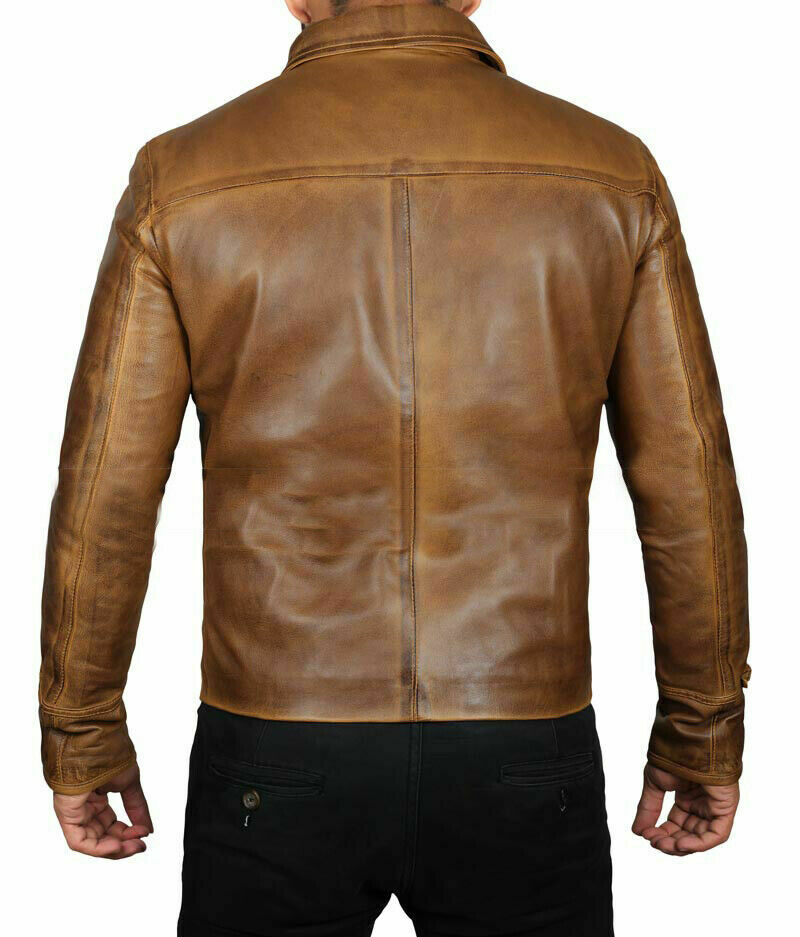 Motorcycle Vintage Four Pocket Brown Cowhide Leather Jacket for Men-Luxurena Leather
