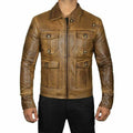 Motorcycle Vintage Four Pocket Brown Cowhide Leather Jacket for Men-Luxurena Leather