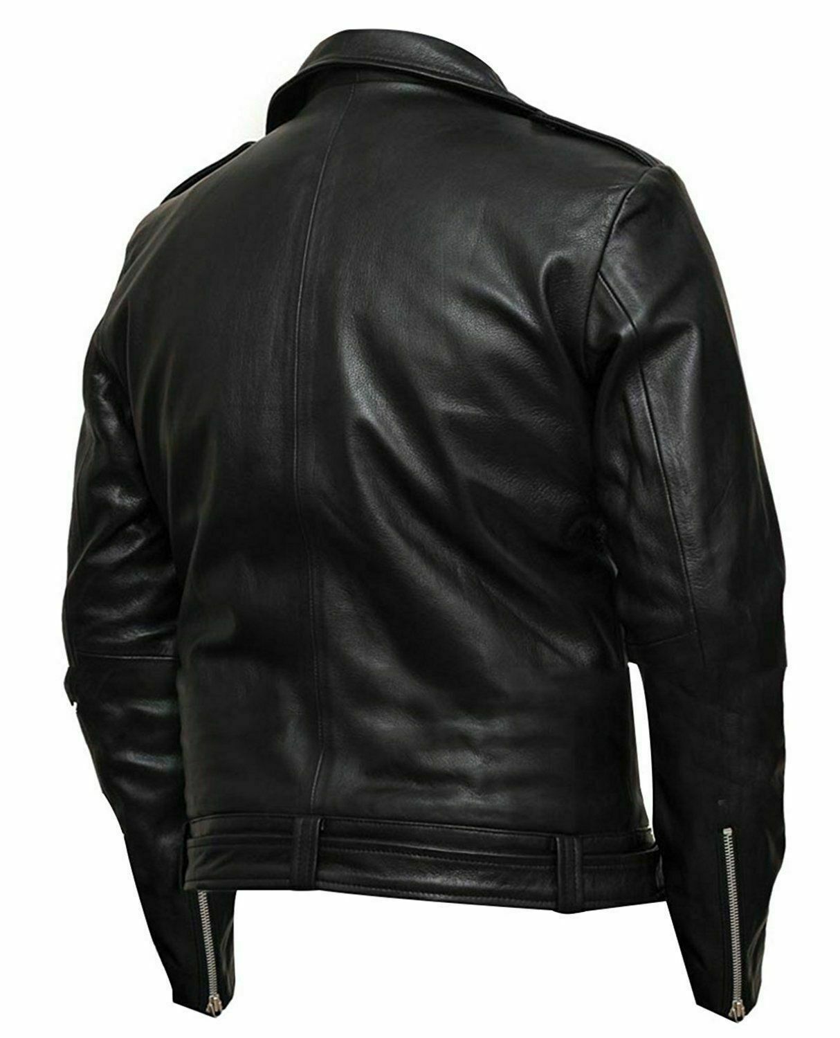 Men's Genuine Leather Negan Walking Dead S7 Jeffrey Dean Morgan Motorcycle Biker Black Jacket - Luxurena Leather