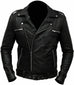 Men's Genuine Leather Negan Walking Dead S7 Jeffrey Dean Morgan Motorcycle Biker Black Jacket