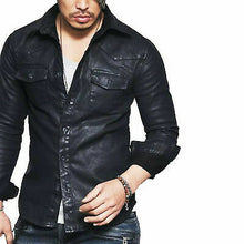 Leather Shirt Basic Vintage Jacket Biker Slim Fit - Luxurena Leather