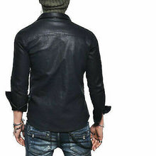 Leather Shirt Basic Vintage Jacket Biker Slim Fit - Luxurena Leather