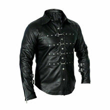REAL LEATHER Mens Black PUNK / ROCK / GOTH Shirt BLUF - Luxurena Leather