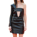 Genuine Leather Celebrity Charlotte Gainsbourg Black Dress - Luxurena Leather