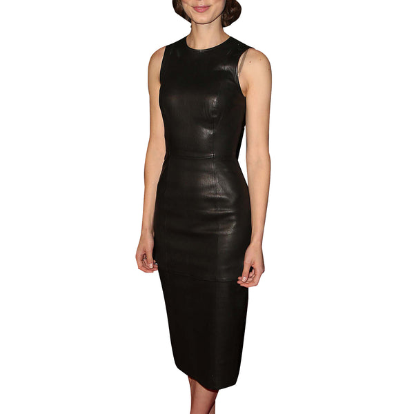 Genuine Leather Celebrity Tilda Cobham-Hervey Black Dress