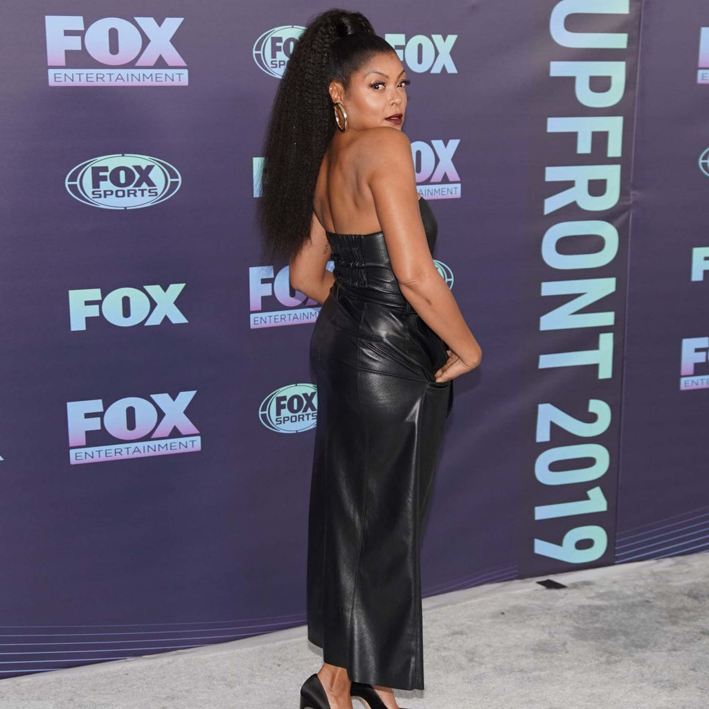 Genuine Leather Celebrity Taraji P. Henson Black Dress - Luxurena Leather