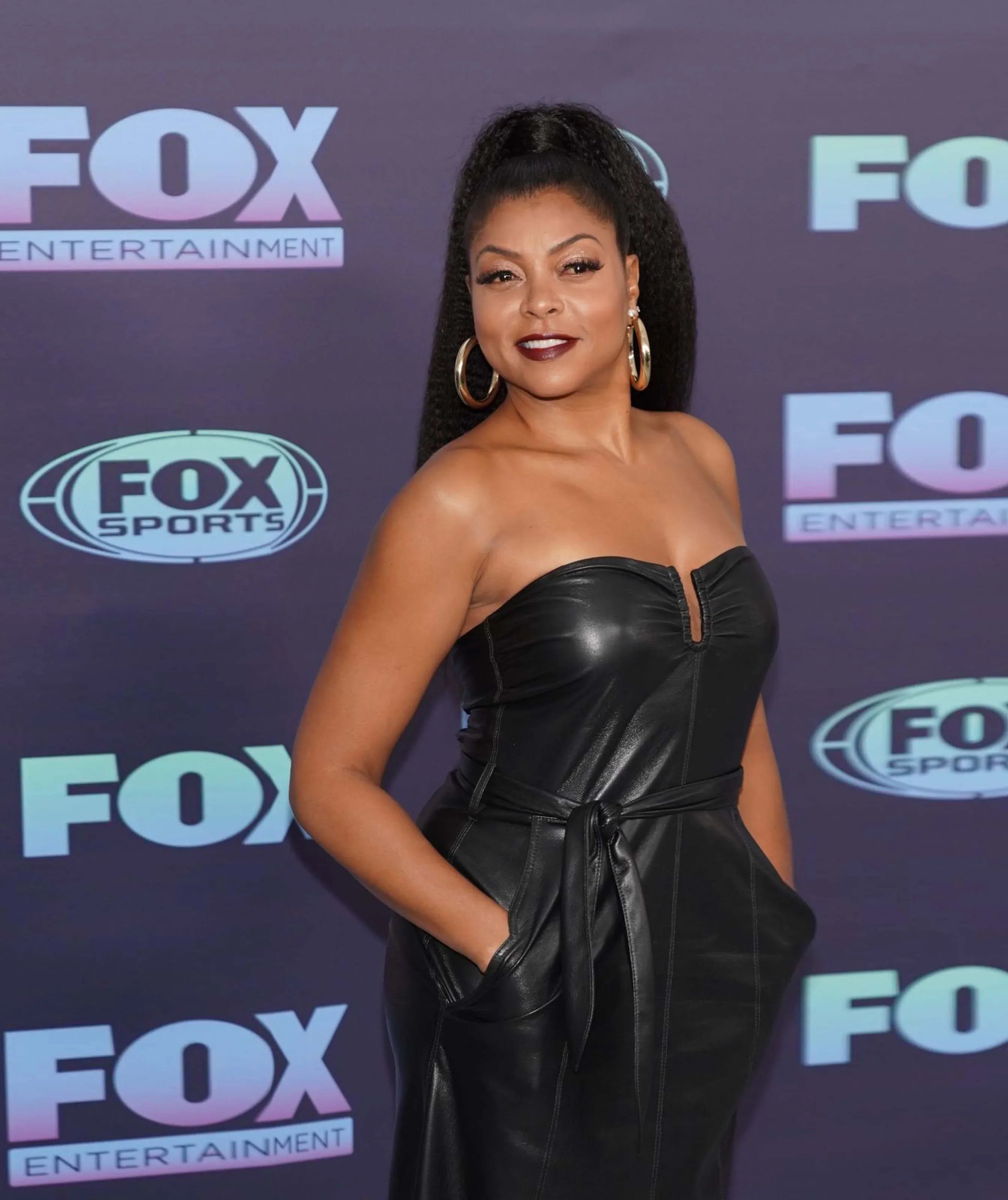 Women's Genuine Leather Celebrity Taraji P. Henson Black Dress