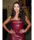 Genuine Leather Celebrity Vanessa Bauer Maroon Dress - Luxurena Leather