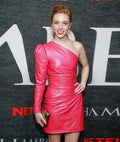 Genuine Leather Celebrity Sarah Mezzanotte Pink Dress - Luxurena Leather