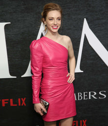 Genuine Leather Celebrity Sarah Mezzanotte Pink Dress