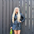 Genuine Leather Celebrity Frankie Sims Black Dress - Luxurena Leather