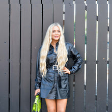Genuine Leather Celebrity Frankie Sims Black Dress