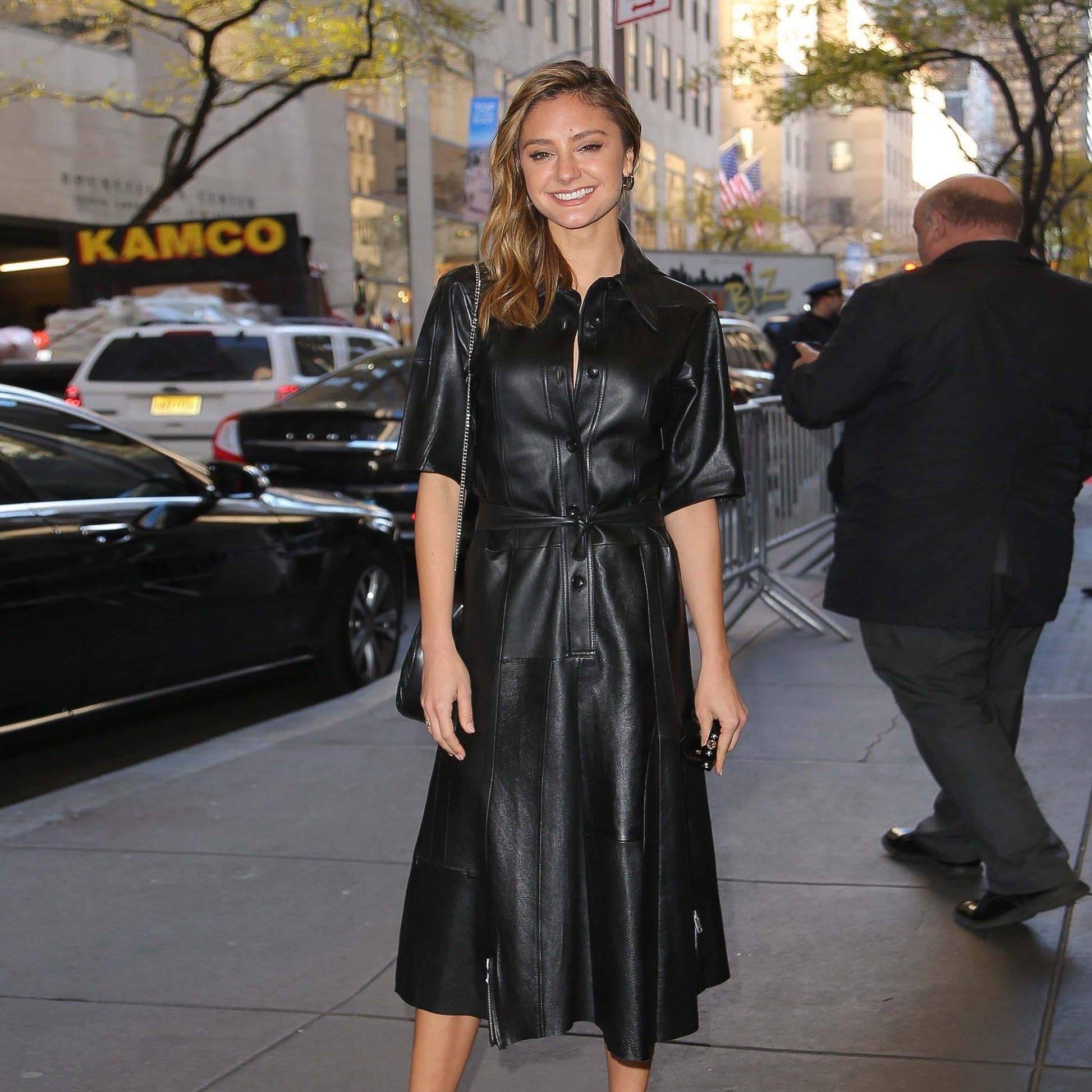 Genuine Leather Celebrity Christina Evangeline Black Dress - Luxurena Leather