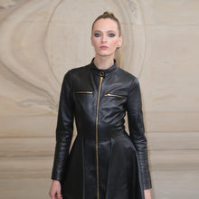 Genuine Leather Celebrity Daria Strokous Black Dress