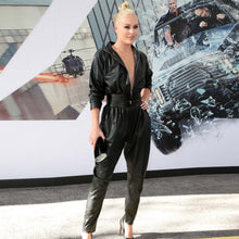 Genuine Leather Celebrity Lindsey Vonn Black Dress