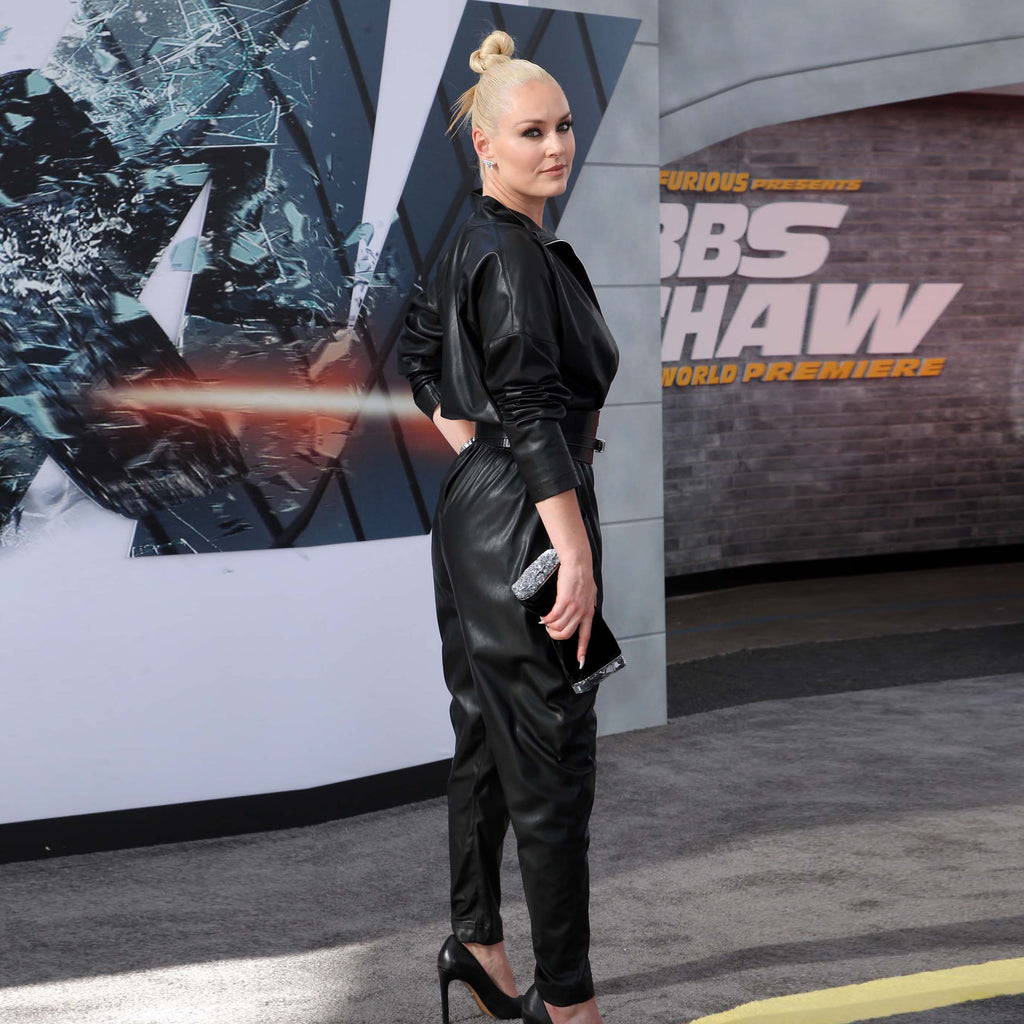 Genuine Leather Celebrity Lindsey Vonn Black Dress
