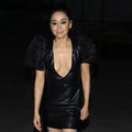 Genuine Leather Celebrity Aimee Garcia Black Dress - Luxurena Leather