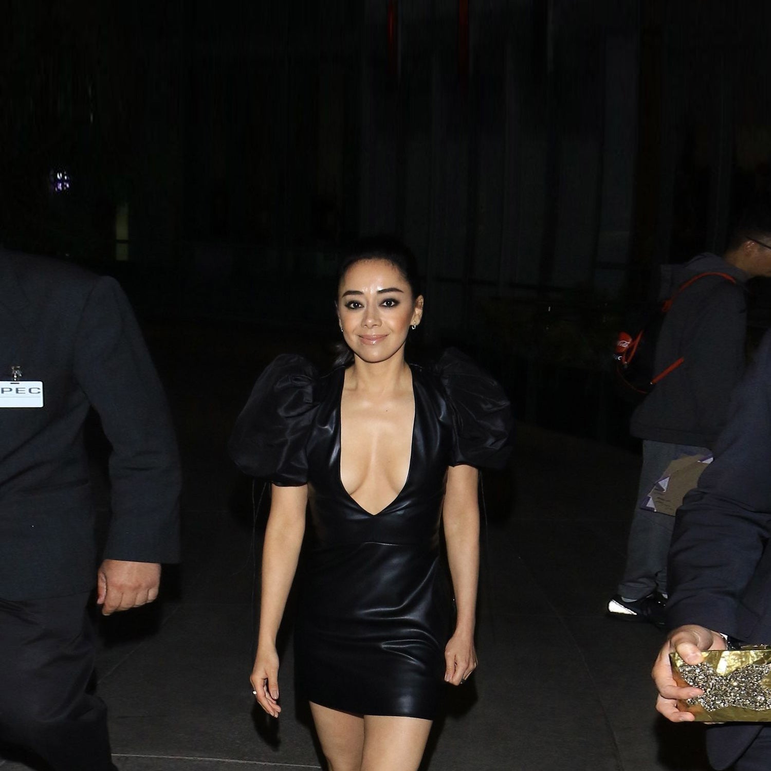Genuine Leather Celebrity Aimee Garcia Black Dress - Luxurena Leather