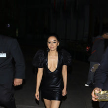 Genuine Leather Celebrity Aimee Garcia Black Dress