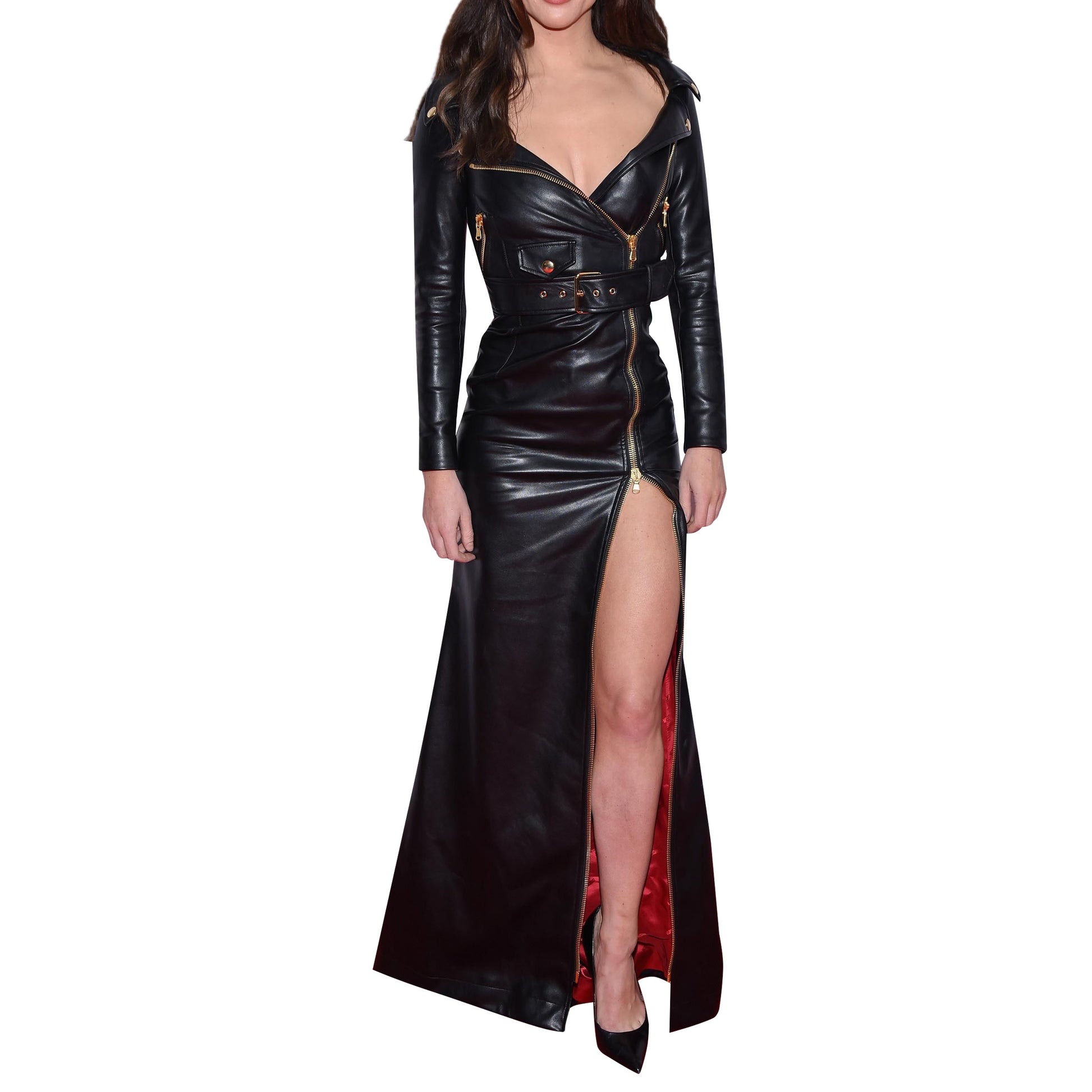 Genuine Leather Celebrity Jacqueline Macinnes Black Dress - Luxurena Leather