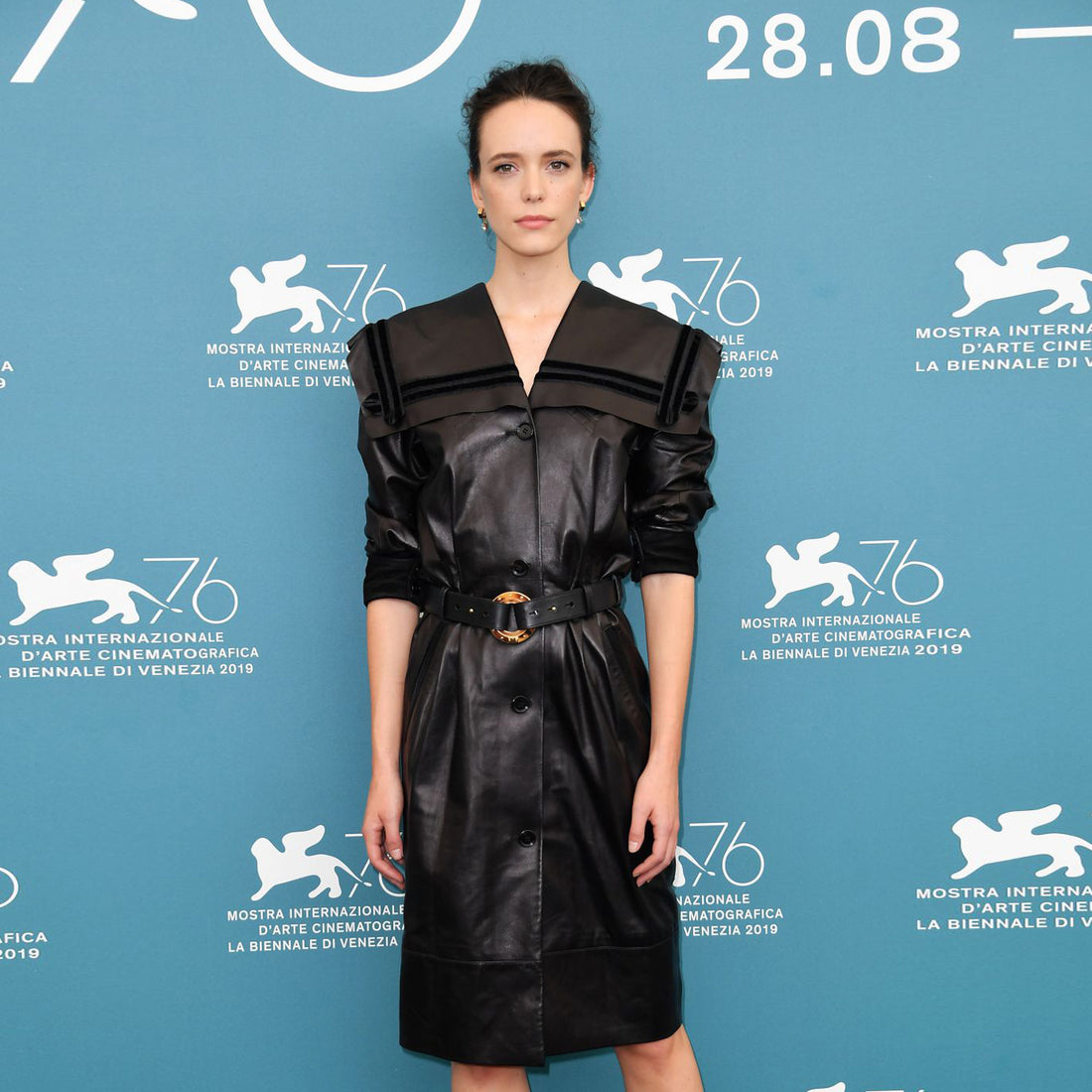 Genuine Leather Celebrity Stacy Martin Black Dress - Luxurena Leather