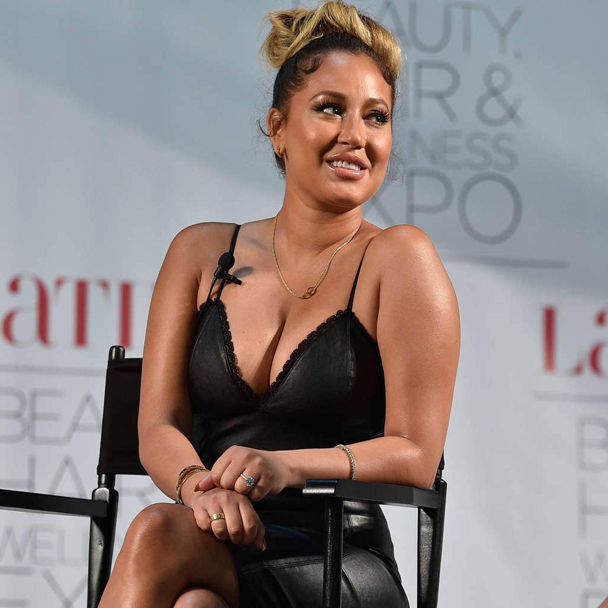 Genuine Leather Celebrity Adrienne Bailon Black Dress - Luxurena Leather
