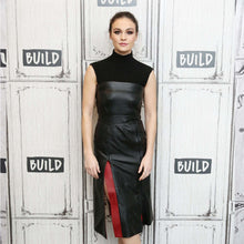 Genuine Leather Celebrity Sophie Skelton Black Dress