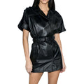 Genuine Leather Celebrity Kendall Jenner Black Dress - Luxurena Leather