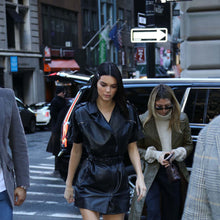Genuine Leather Celebrity Kendall Jenner Black Dress