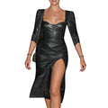Genuine Leather Celebrity Perrie Edwards Black Dress - Luxurena Leather