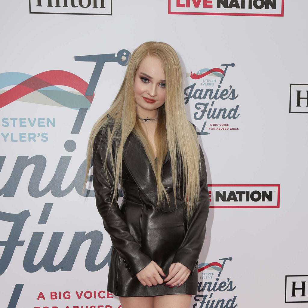 Genuine Leather Celebrity Kim Petras Black Dress