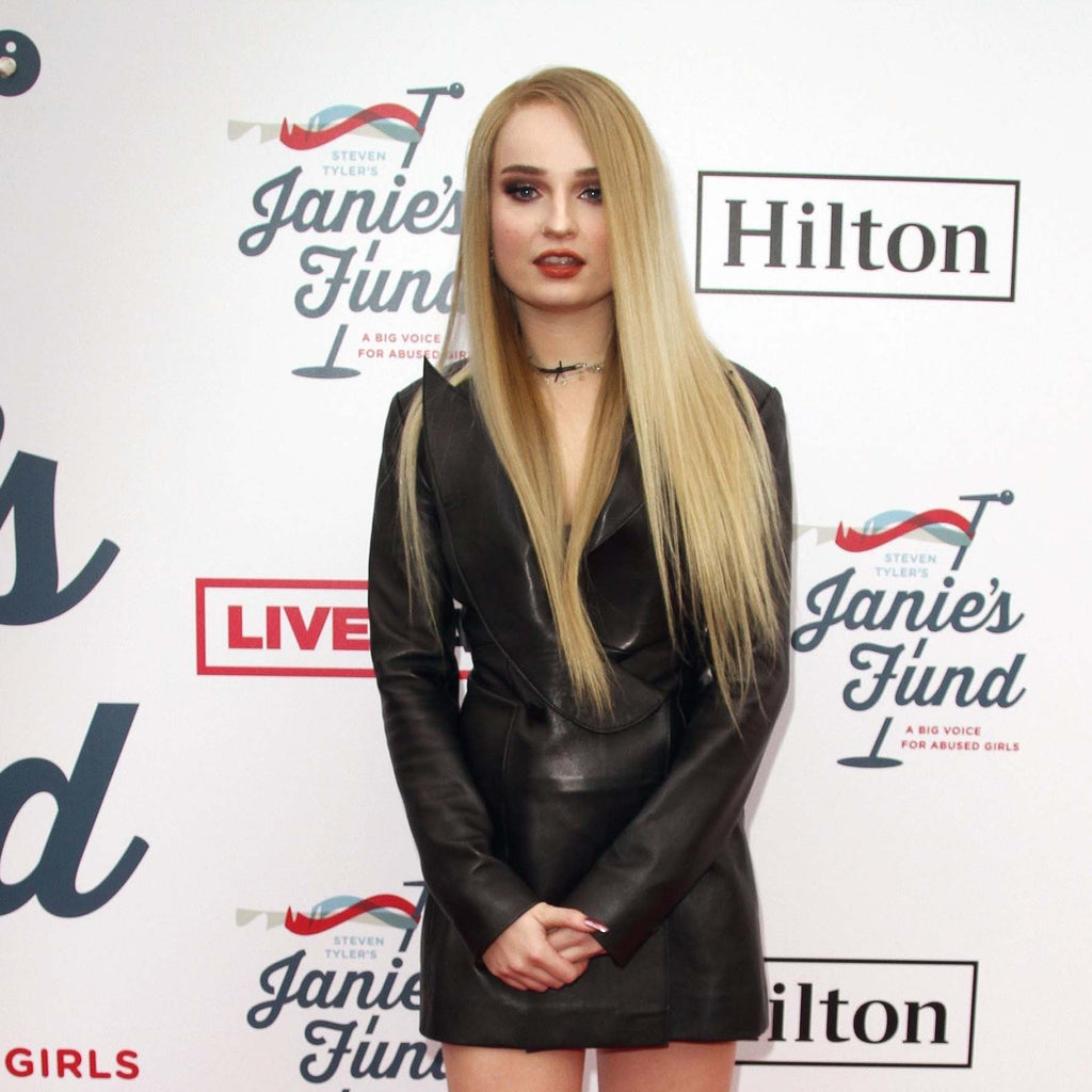 Genuine Leather Celebrity Kim Petras Black Dress