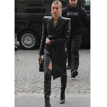 Genuine Leather Celebrity Hailey Baldwin Black Dress