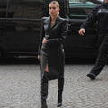 Genuine Leather Celebrity Hailey Baldwin Black Dress - Luxurena Leather
